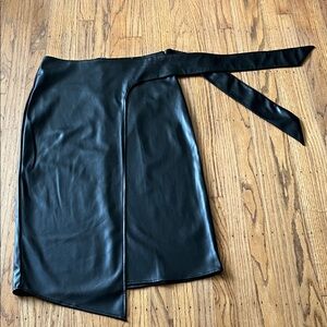 Sleek Black Asymmetrical Wrap Skirt